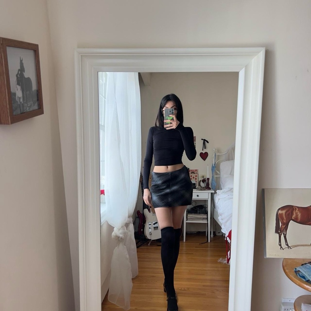Vintage 90s Dynamite Black Plaid Mini Skirt - Picture 7 of 8